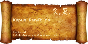 Kapus Renáta névjegykártya