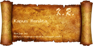 Kapus Renáta névjegykártya